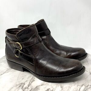 Born Baily Buckle Detail Leather Comfort Booties 6 Rustic Bohemian Classic Moto